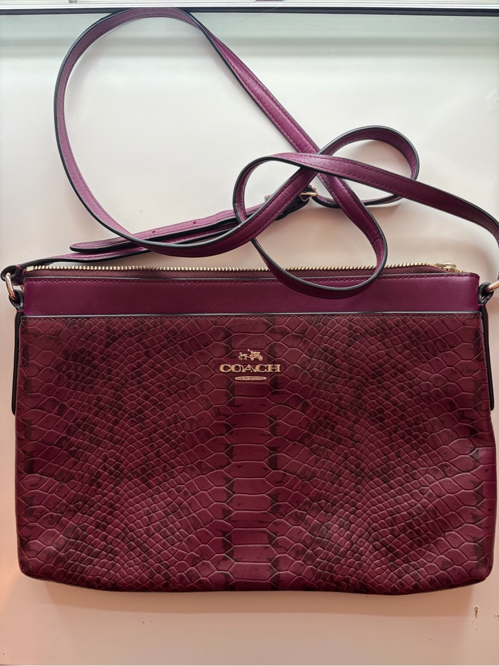 Coach Burgundy Embossed Crossbody Bag